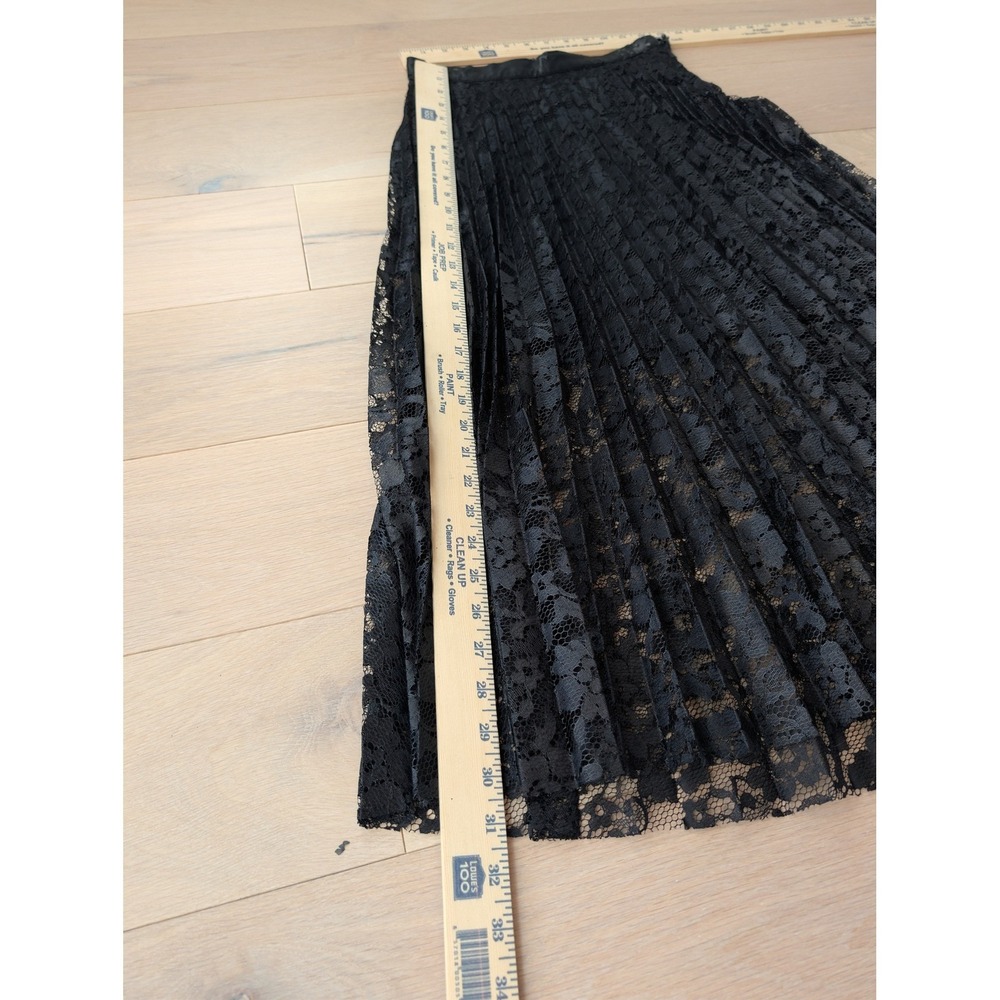Free People Black Pleated Lace Midi Skirt Size 2 Romantic Goth Boho - Picture 5 of 8